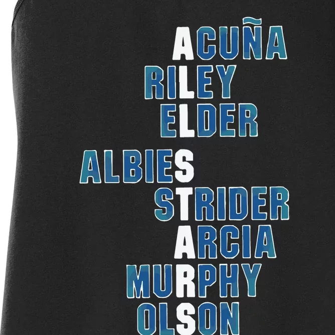 Atlanta AllStars Acuna Jr Austin Riley Bryce Elder Ozzie Albies Spencer Strider Women's Racerback Tank