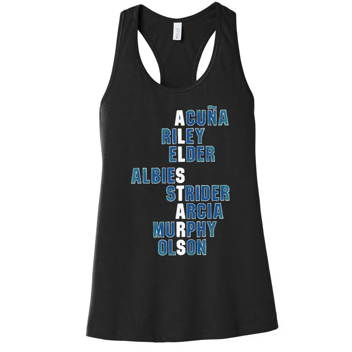 Atlanta AllStars Acuna Jr Austin Riley Bryce Elder Ozzie Albies Spencer Strider Women's Racerback Tank