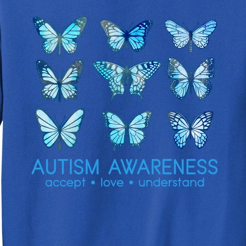 Autism Awareness Accept Love Understand Blue Butterflies Sweatshirt