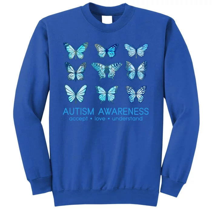 Autism Awareness Accept Love Understand Blue Butterflies Sweatshirt