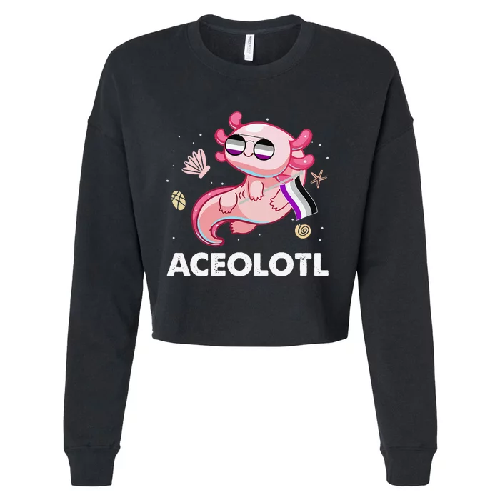 Ace Axolotl Asexual Pride Flag Mexican Salamander LGBTQ Cropped Pullover Crew