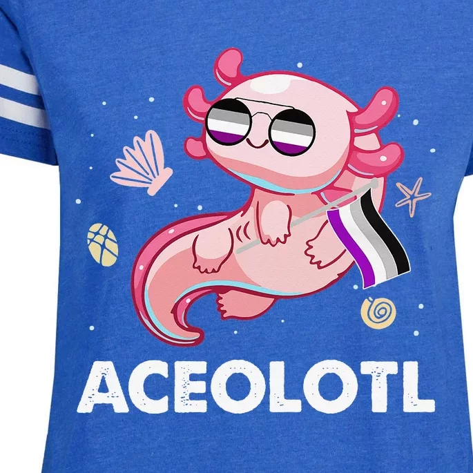 Ace Axolotl Asexual Pride Flag Mexican Salamander LGBTQ Enza Ladies Jersey Football T-Shirt