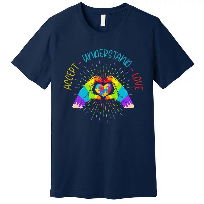 Autism Awareness Accept Understand Love ASD Heart Premium T-Shirt