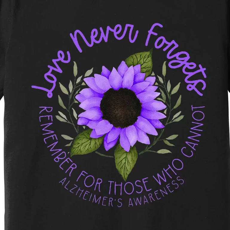 Alzheimer Awareness And Women Purple Sunflower Premium T-Shirt