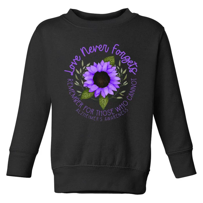 Alzheimer Awareness And Women Purple Sunflower Toddler Sweatshirt