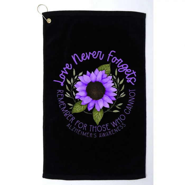 Alzheimer Awareness And Women Purple Sunflower Platinum Collection Golf Towel