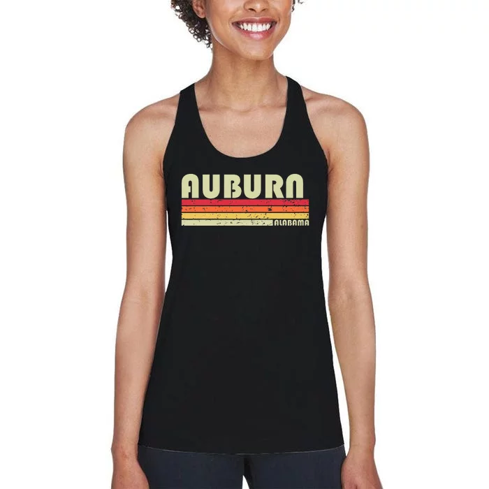 Auburn Al Alabama Funny City Home Roots Gift Retro 70s 80s Women's Racerback Tank