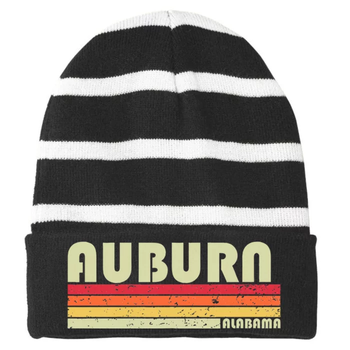 Auburn Al Alabama Funny City Home Roots Gift Retro 70s 80s Striped Beanie with Solid Band