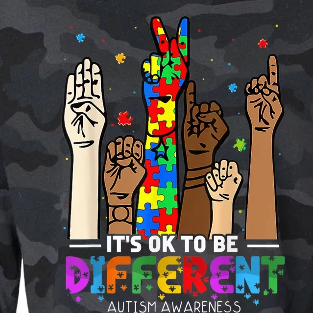 Autism Awareness Acceptance Wo Kid Its Ok To Be Different Cropped Pullover Crew