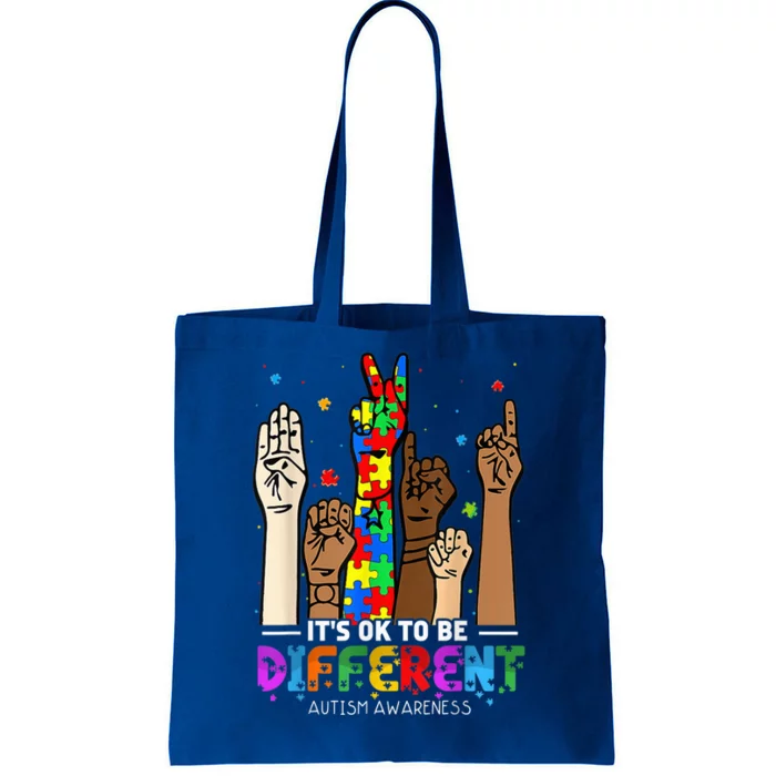 Autism Awareness Acceptance Wo Kid Its Ok To Be Different Tote Bag