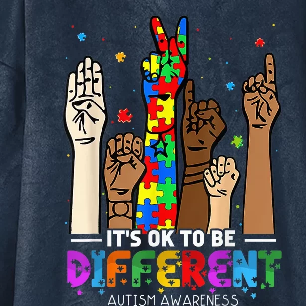 Autism Awareness Acceptance Wo Kid Its Ok To Be Different Hooded Wearable Blanket