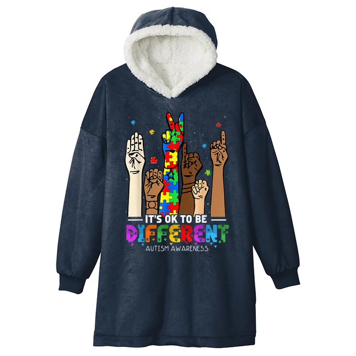 Autism Awareness Acceptance Wo Kid Its Ok To Be Different Hooded Wearable Blanket