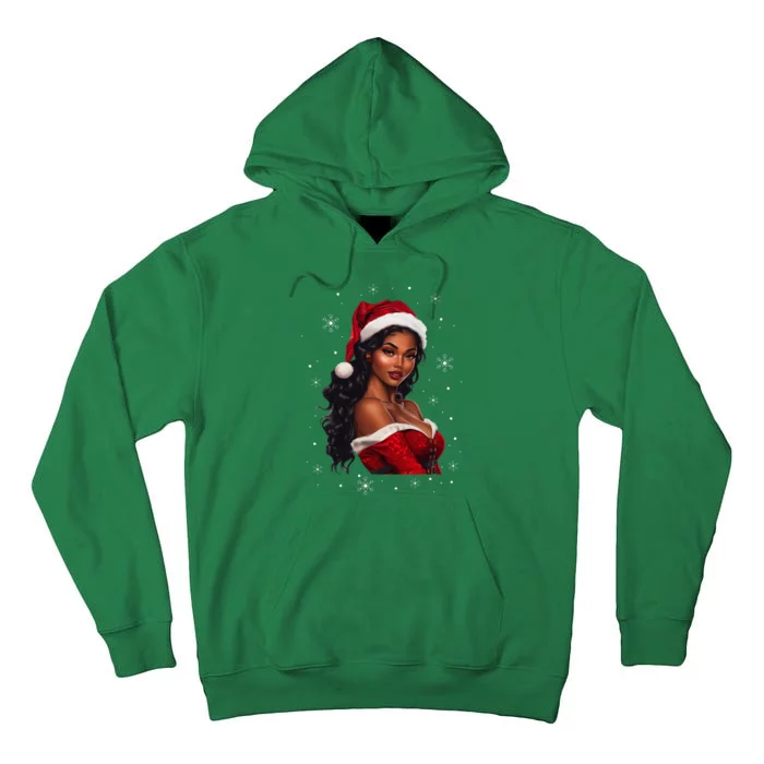 African American Afro Girl Melanin Santa Claus Christmas Tall Hoodie