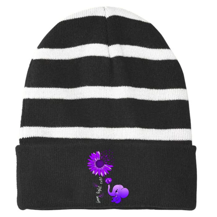 Alzheimers Awareness Striped Beanie with Solid Band