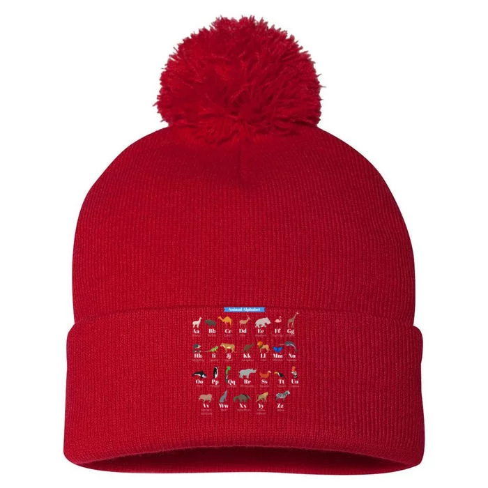 Animal Alphabet Pom Pom 12in Knit Beanie