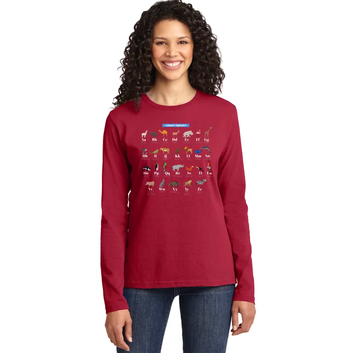 Animal Alphabet Ladies Long Sleeve Shirt