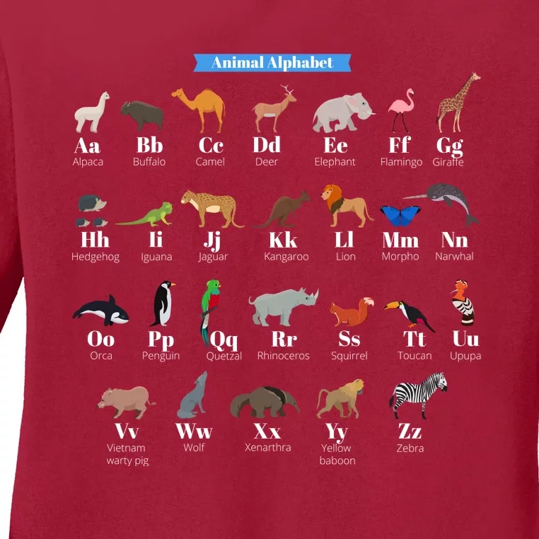 Animal Alphabet Ladies Long Sleeve Shirt