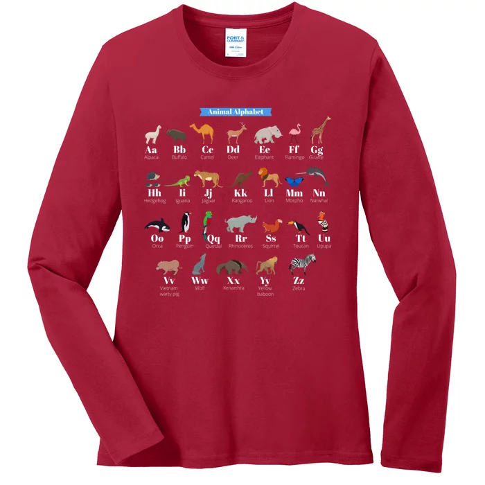 Animal Alphabet Ladies Long Sleeve Shirt