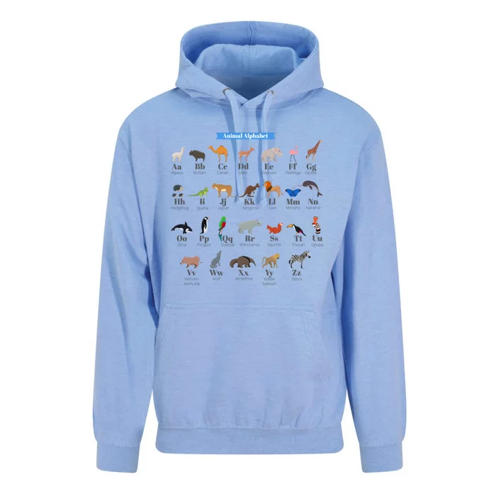 Animal Alphabet Unisex Surf Hoodie