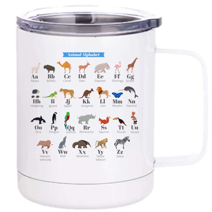 Animal Alphabet Front & Back 12oz Stainless Steel Tumbler Cup