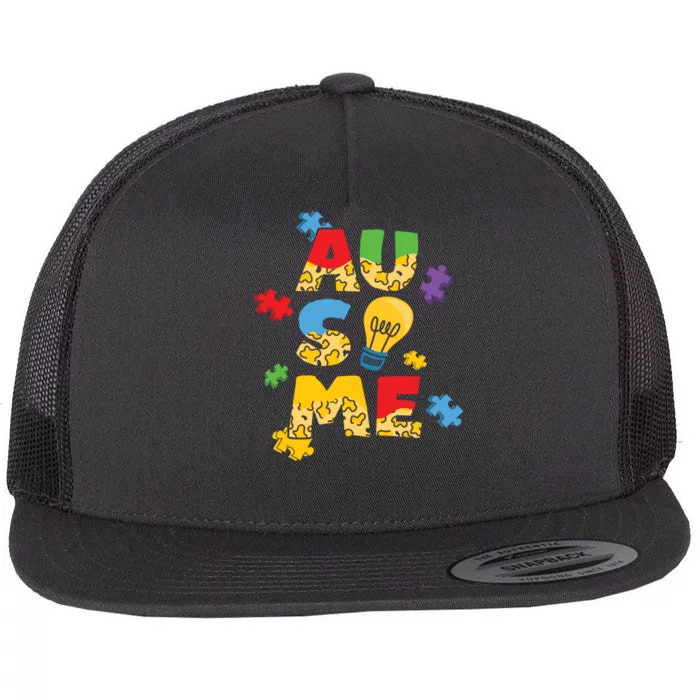 Au_some Autism Awareness Autism Puzzle Gift Flat Bill Trucker Hat