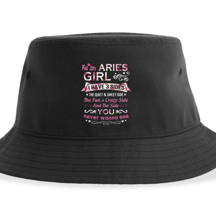 As An Aries I Have 3 Sides The Quiet And Sweet Side Sustainable Bucket Hat