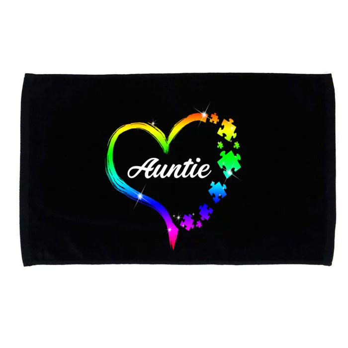 Auntie Autism Awareness Rainbow Heart Microfiber Hand Towel