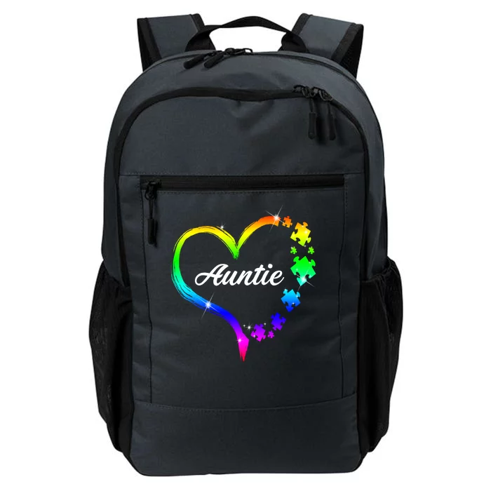 Auntie Autism Awareness Rainbow Heart Daily Commute Backpack