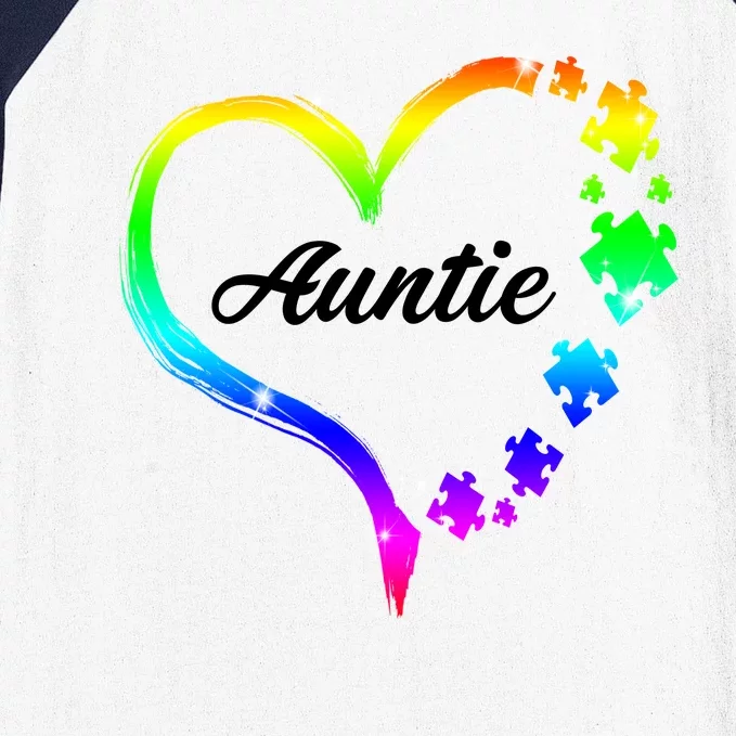 Auntie Autism Awareness Rainbow Heart Baseball Sleeve Shirt