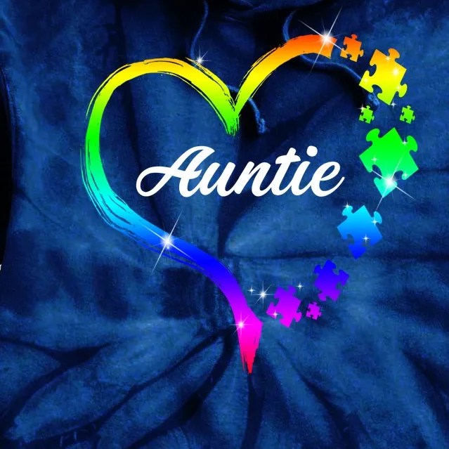 Auntie Autism Awareness Rainbow Heart Tie Dye Hoodie