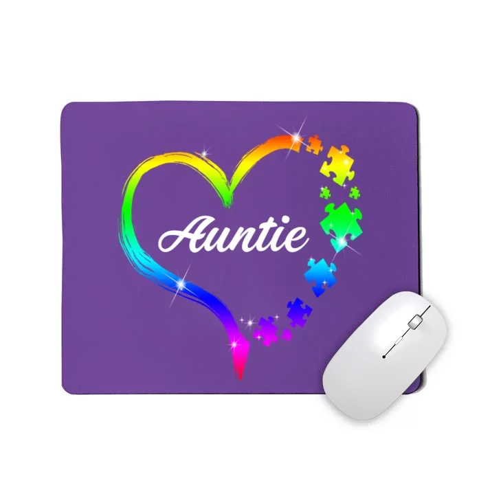 Auntie Autism Awareness Rainbow Heart Mousepad