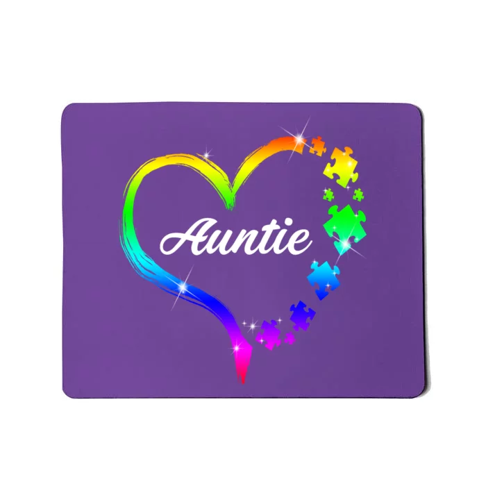 Auntie Autism Awareness Rainbow Heart Mousepad