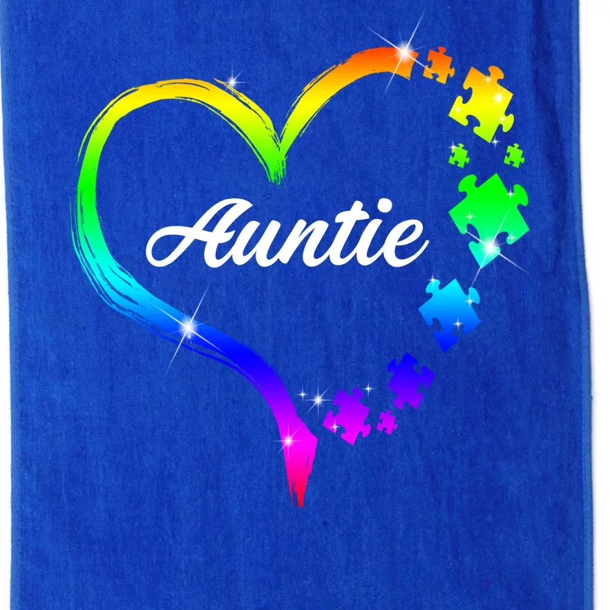 Auntie Autism Awareness Rainbow Heart Platinum Collection Golf Towel