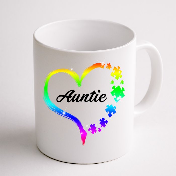 Auntie Autism Awareness Rainbow Heart Front & Back Coffee Mug