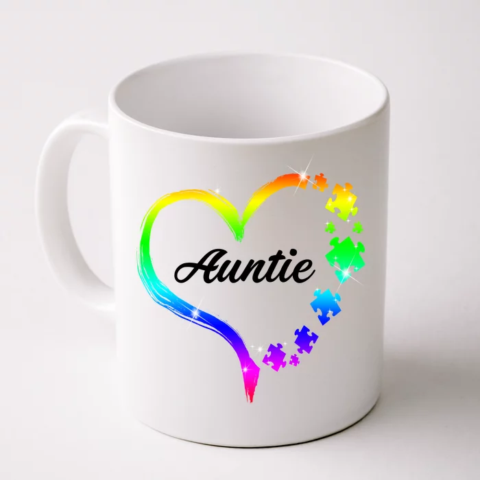 Auntie Autism Awareness Rainbow Heart Front & Back Coffee Mug