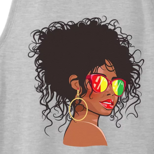 Afro African American  Black Melanin Queen Juneteenth Ladies Tri-Blend Wicking Tank