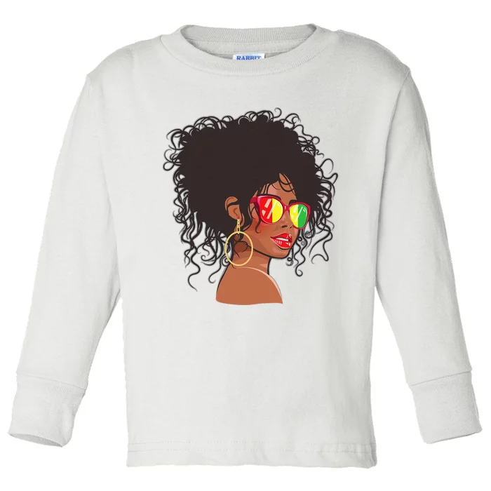 Afro African American  Black Melanin Queen Juneteenth Toddler Long Sleeve Shirt