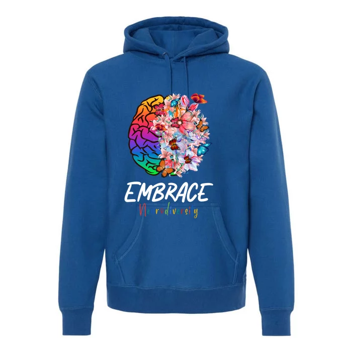 Asd Adhd Autism Awareness Brain A Embrace Neurodiversity Cool Gift Premium Hoodie