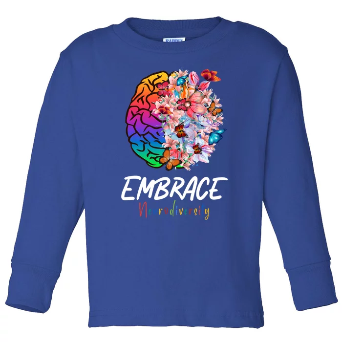 Asd Adhd Autism Awareness Brain A Embrace Neurodiversity Cool Gift Toddler Long Sleeve Shirt