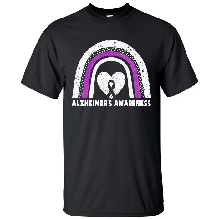 Alzheimers Awareness Alzheimers Purple Rainbow Cute Tall T-Shirt