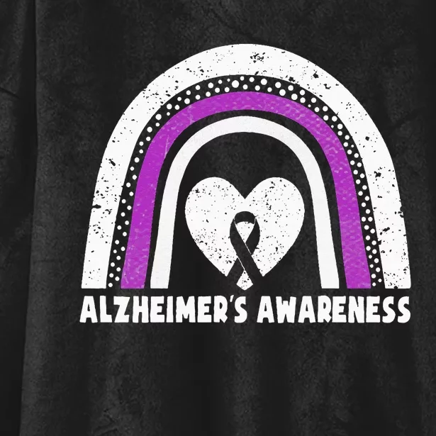 Alzheimers Awareness Alzheimers Purple Rainbow Cute Hooded Wearable Blanket