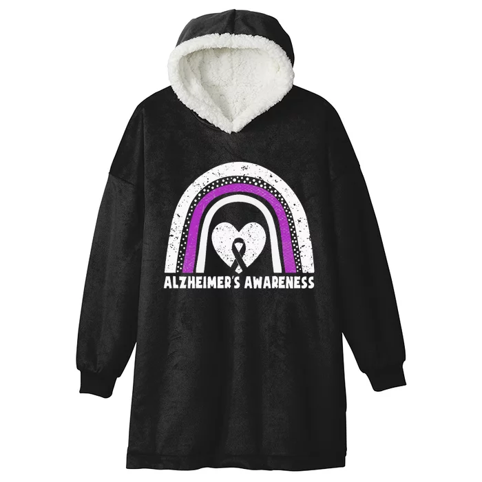 Alzheimers Awareness Alzheimers Purple Rainbow Cute Hooded Wearable Blanket