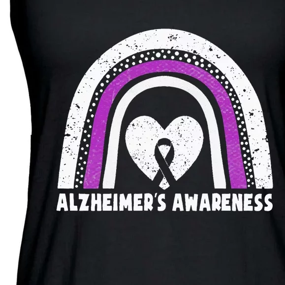 Alzheimers Awareness Alzheimers Purple Rainbow Cute Ladies Essential Flowy Tank