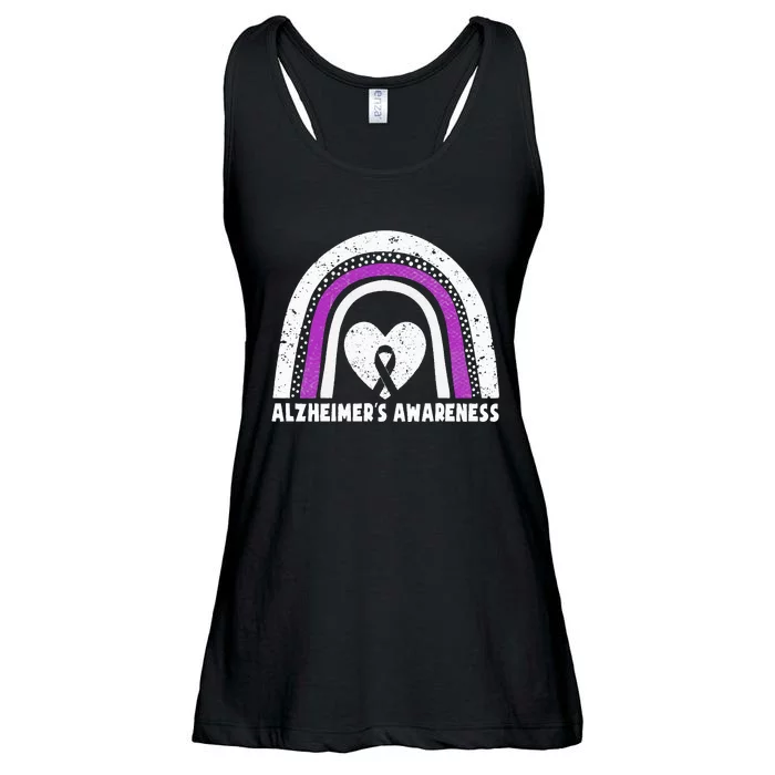 Alzheimers Awareness Alzheimers Purple Rainbow Cute Ladies Essential Flowy Tank