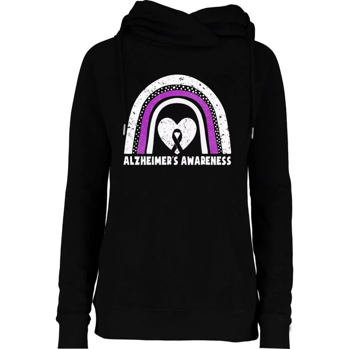 Alzheimers Awareness Alzheimers Purple Rainbow Cute Womens Funnel Neck Pullover Hood