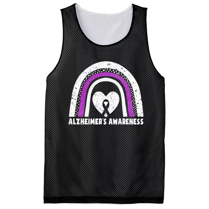 Alzheimers Awareness Alzheimers Purple Rainbow Cute Mesh Reversible Basketball Jersey Tank