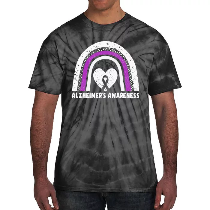 Alzheimers Awareness Alzheimers Purple Rainbow Cute Tie-Dye T-Shirt