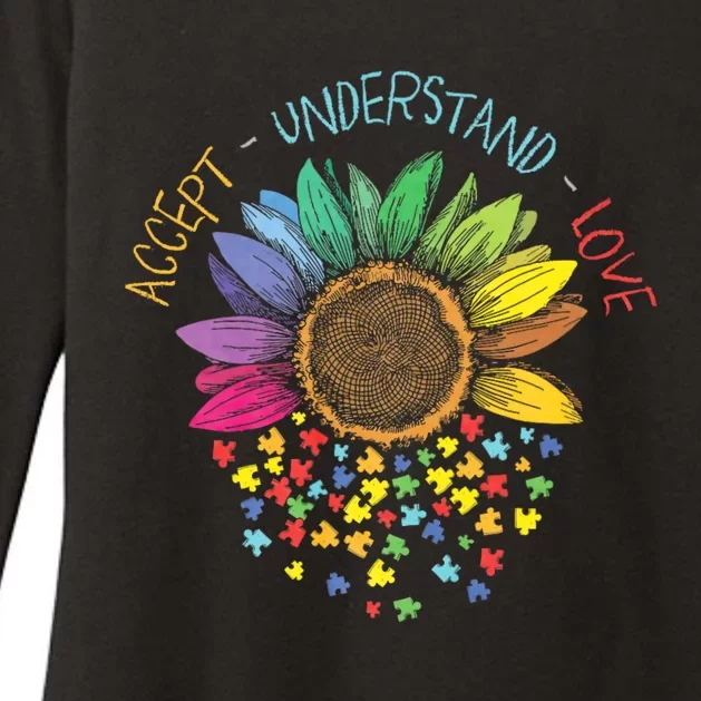 Autism Awareness Accept Understand Love Asd Rainbow Flower Womens CVC Long Sleeve Shirt