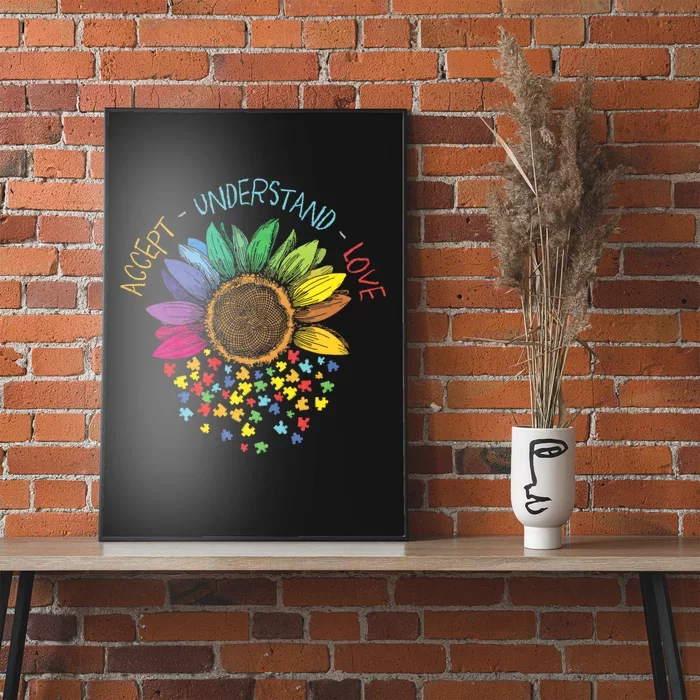 Autism Awareness Accept Understand Love Asd Rainbow Flower Poster