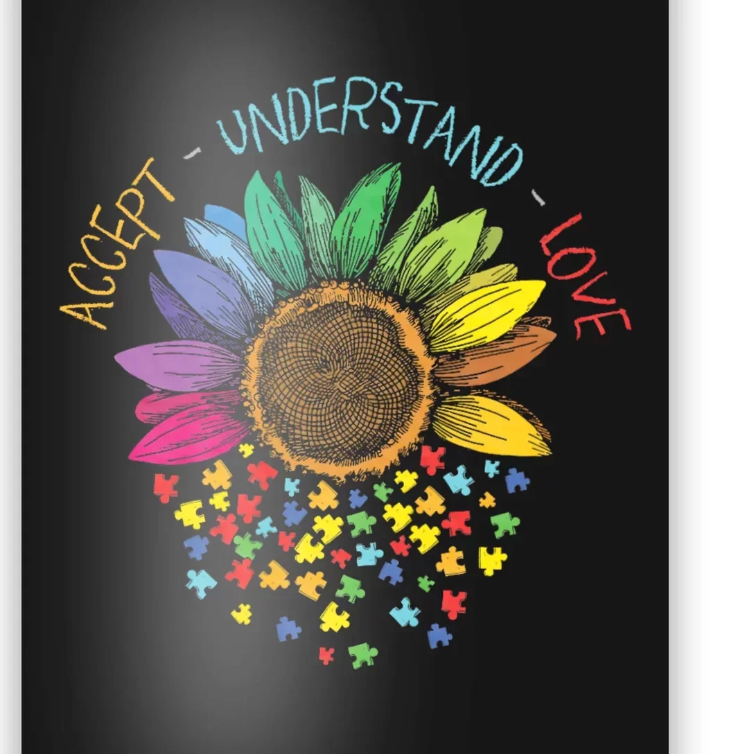 Autism Awareness Accept Understand Love Asd Rainbow Flower Poster